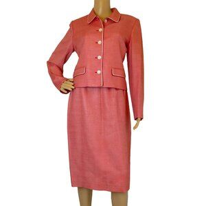 Jackie O style Red Skirt Suit -Albert Nipon - Size 6 - Short Jacket - Lined